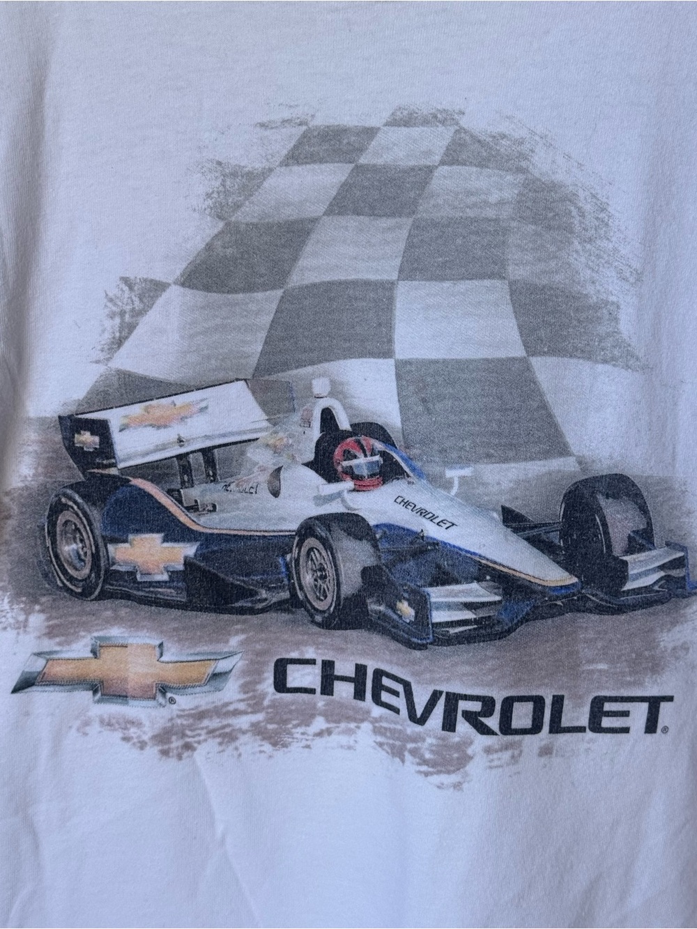 Vintage Chevrolet Chevy Indy Racing White Aged Graphic Tee Men’s XL Formula One - Picture 4 of 8
